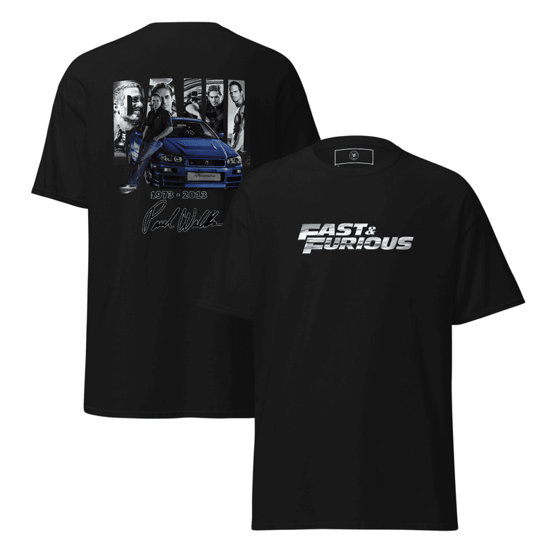 Unisex classic tee Fast and Furious . Paul Walker (Black)