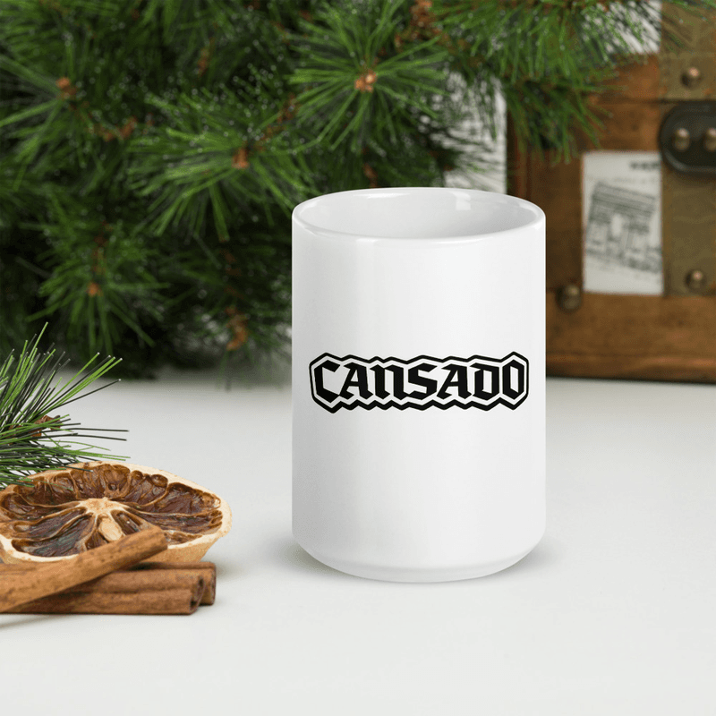 White glossy mug cansado (White)