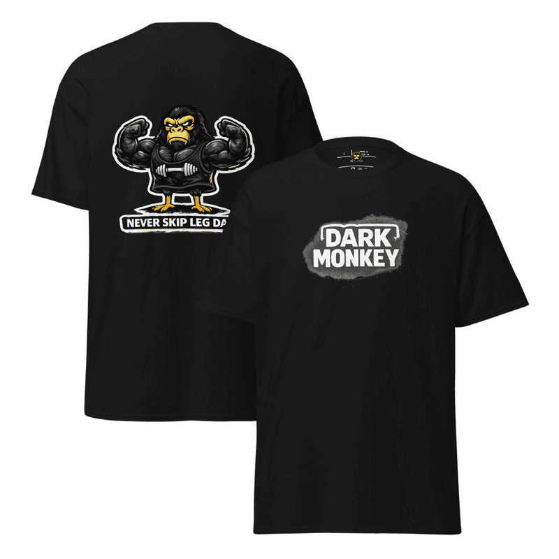 Unisex t-shirt never skip leg day Dark monkey (Black)