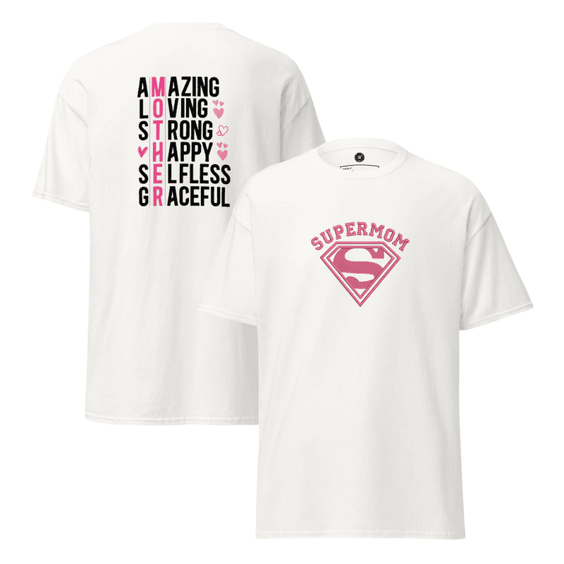 Unisex classic tee -  super mom (White)